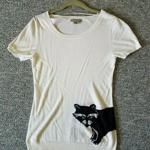 Raccoon print soft sweater tee